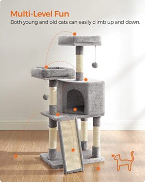 Feandrea Cat Tree, Cat Condo 115 cm, raapimisramppi, vaaleanharmaa PCT141W01 - Image 3