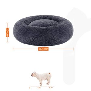 Feandrea Dog Bed Donut Cat Bed Fluffy Rauhoittava Lemmikkisänky Irrotettava Pestävä Päällinen Pehmeä Pitkä Pehmo 80cm Tummanharmaa - Image 4