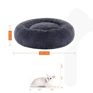 Feandrea koiransänky Donut Cat Bed Fluffy rauhoittava lemmikkisänky irrotettavalla pestävällä päällyksellä Pehmeä pitkä pehmo 50cm tummanharmaa - Image 4