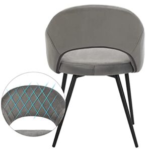 Songmics Velvet -ruokailutuoli Moderni keittiön tuoli Pehmustettu samettituoli käsinojalla metallijalat Elegant Design ruokasali Olohuone Makuuhuone Keittiö Harmaa ldc82gy - Image 5