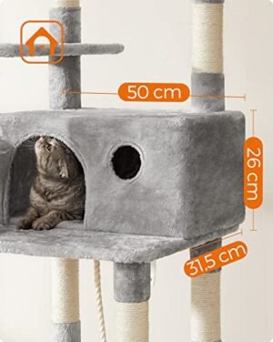 Feandrea Cat Tree, XXL Cat Condo, 164 cm, vaaleanharmaa PCT087W01 - Image 6