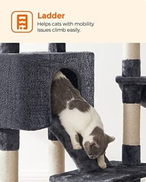 Feandrea Cat Tree, Cat Tower 142 cm, Cat Activity Center, Smoky Grey PCT160G01 - Image 6