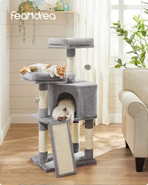 Feandrea Cat Tree, Cat Condo 115 cm, raapimisramppi, vaaleanharmaa PCT141W01 - Image 2