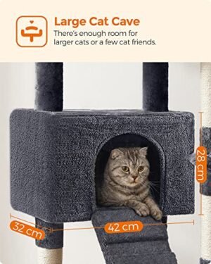 Feandrea Cat Tree, Cat Tower 142 cm, Cat Activity Center, Smoky Grey PCT160G01 - Image 5