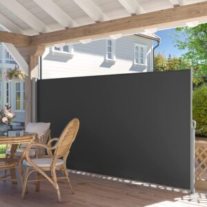 Songmics-sivumarkiisi, 160 x 450 cm (K x L), Privacy Screen, Aurinkosuoja, Sivukaihtimet parvekkeelle, Patio, Puutarha, Antrasiitti GSA569G01 - Image 2