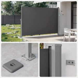 Songmics-sivumarkiisi, 160 x 450 cm (K x L), Privacy Screen, Aurinkosuoja, Sivukaihtimet parvekkeelle, Patio, Puutarha, Antrasiitti GSA569G01 - Image 3